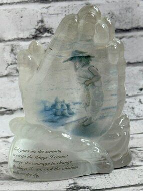 Vintage Hamilton Collection Praying Hands Figurine Serenity Prayer Gift AA Beach